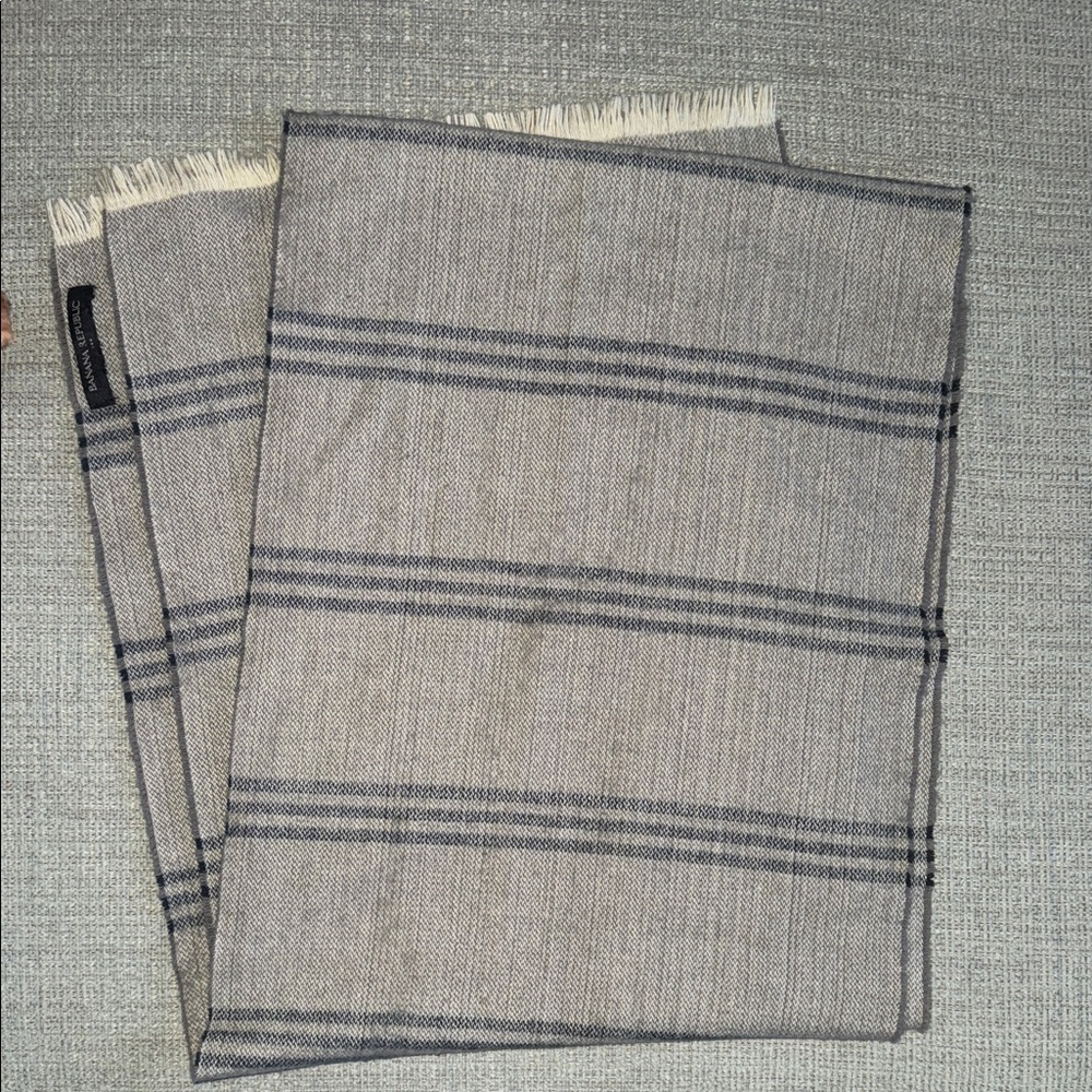Banana Republic Gray Scarf with Stripe Accents